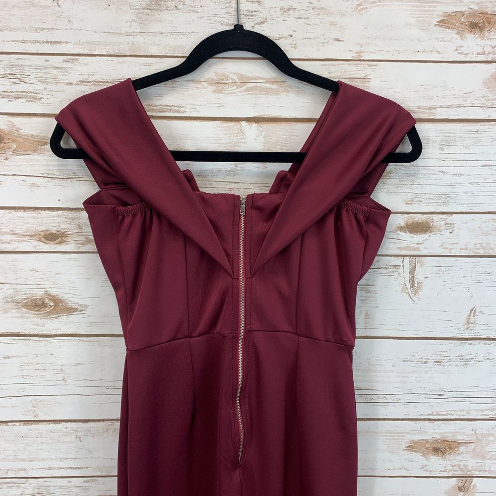 Maroon Sleeveless Floor-Length Dress, Small - Picture 5 of 5